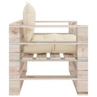 vidaXL Garten-Palettensofa mit Cremewei&szlig;en Kissen Kiefernholz