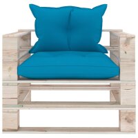 vidaXL Garten-Palettensofa mit Blauen Kissen Kiefernholz