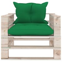 vidaXL Garten-Palettensofa mit Gr&uuml;nen Kissen Kiefernholz