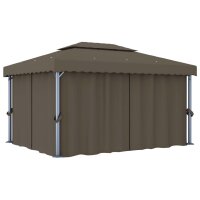 vidaXL Pavillon mit Vorhang 4x3 m Taupe Aluminium