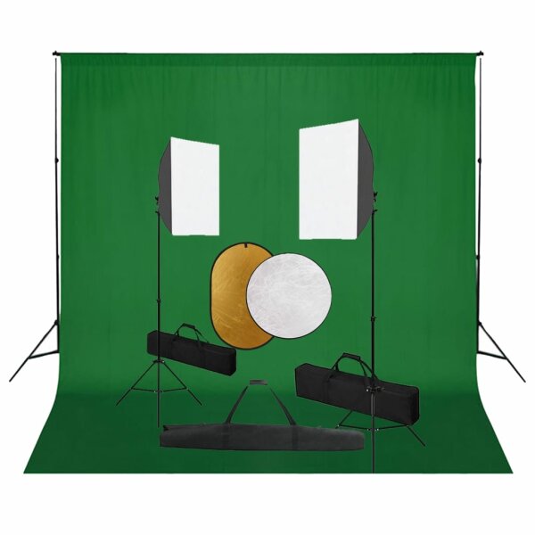 vidaXL Fotostudio-Set mit Softboxen, Hintergrundsystem und Reflektor