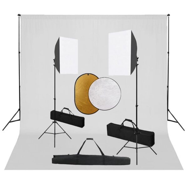 vidaXL Fotostudio-Set mit Softboxen, Hintergrundsystem und Reflektor