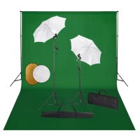 vidaXL Fotostudio-Set mit Lampen, Schirmen, Hintergrund...