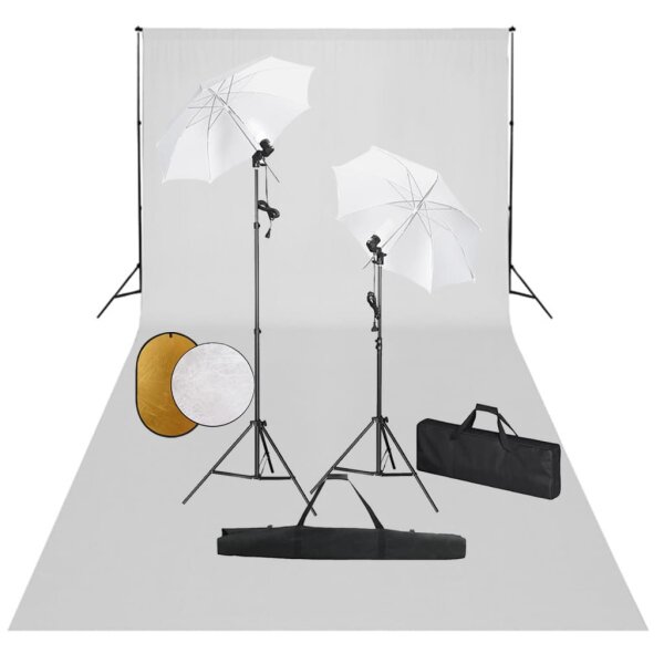 vidaXL Fotostudio-Set mit Leuchten, Schirmen, Hintergrund, Reflektor