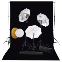 WOWONA Fotostudio-Set mit Lampen, Schirmen, Hintergrund...