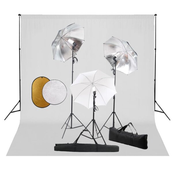 WOWONA Fotostudio-Set mit Leuchten, Schirmen, Hintergrund, Reflektor