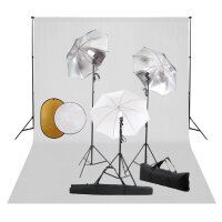 WOWONA Fotostudio-Set mit Lampen, Schirmen, Hintergrund...