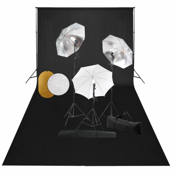 WOWONA Fotostudio-Set mit Leuchten, Schirmen, Hintergrund, Reflektor