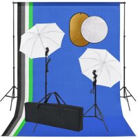 vidaXL Fotostudio-Set mit Lampen, Schirmen, Hintergrund,...