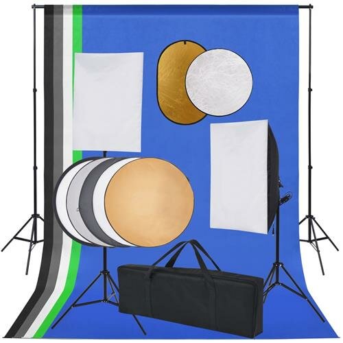 vidaXL Fotostudio-Set mit Softbox-Lampen, Hintergrund und Reflektor