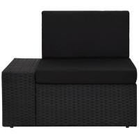 vidaXL 5-tlg. Garten-Lounge-Set mit Kissen Schwarz Poly Rattan