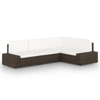 vidaXL 4-tlg. Garten-Lounge-Set mit Kissen Braun Poly Rattan