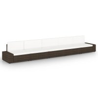 vidaXL 5-tlg. Garten-Lounge-Set mit Kissen Braun Poly Rattan