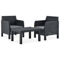 vidaXL 3-tlg. Garten-Lounge-Set mit Kissen PP Rattan...