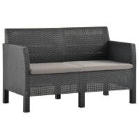 vidaXL 4-tlg. Garten-Lounge-Set mit Kissen PP Rattan Anthrazit