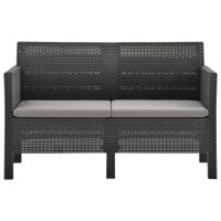 vidaXL 4-tlg. Garten-Lounge-Set mit Kissen PP Rattan Anthrazit