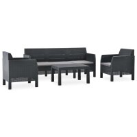 vidaXL 4-tlg. Garten-Lounge-Set mit Kissen PP Rattan Anthrazit