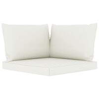 vidaXL Garten-Palettensofa 2-Sitzer mit Kissen Cremewei&szlig; Kiefernholz