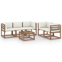 vidaXL 6-tlg. Garten-Lounge-Set mit Creme Kissen