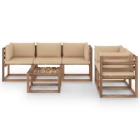 vidaXL 6-tlg. Garten-Lounge-Set mit Beigen Kissen