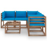 vidaXL 6-tlg. Garten-Lounge-Set Kissen Hellblau Kiefer Imprägniert