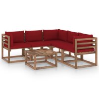 vidaXL 6-tlg. Garten-Lounge-Set Kissen Weinrot Kiefer...