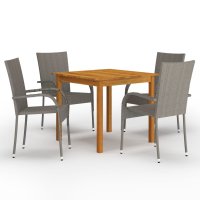 vidaXL 5-tlg. Garten-Essgruppe Grau