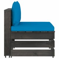 vidaXL Modulares Mittelsofa mit Kissen Grau Impr&auml;gniertes Holz