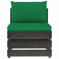 vidaXL Modulares Mittelsofa mit Kissen Grau Impr&auml;gniertes Holz