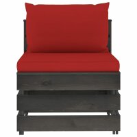 vidaXL Modulares Mittelsofa mit Kissen Grau Impr&auml;gniertes Holz