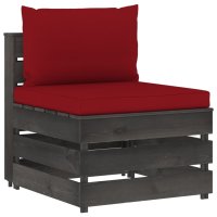 vidaXL Modulares Mittelsofa mit Kissen Grau...