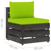 vidaXL Modulares Mittelsofa mit Kissen Grau Impr&auml;gniertes Holz