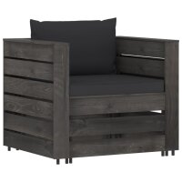 vidaXL 2-tlg. Garten-Lounge-Set mit Kissen Grau Impr&auml;gniertes Holz