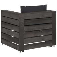 vidaXL 2-tlg. Garten-Lounge-Set mit Kissen Grau Impr&auml;gniertes Holz