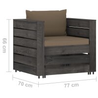 vidaXL 2-tlg. Garten-Lounge-Set mit Kissen Grau Impr&auml;gniertes Holz