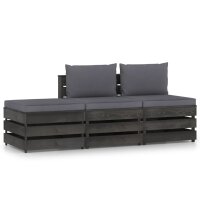 vidaXL 3-tlg. Garten-Lounge-Set mit Kissen Grau...