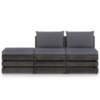 vidaXL 3-tlg. Garten-Lounge-Set mit Kissen Grau...