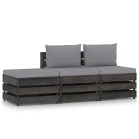 vidaXL 3-tlg. Garten-Lounge-Set mit Kissen Grau...