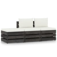 vidaXL 3-tlg. Garten-Lounge-Set mit Kissen Grau...