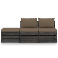 vidaXL 3-tlg. Garten-Lounge-Set mit Kissen Grau...