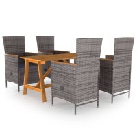 vidaXL 5-tlg. Garten-Essgruppe Grau