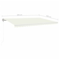vidaXL Automatische Markise mit LED & Windsensor 500x300 Creme