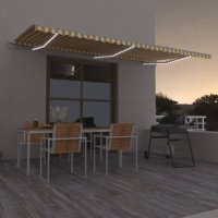 vidaXL Automatische Markise mit LED & Windsensor 600x350 cm Gelb/Weiß