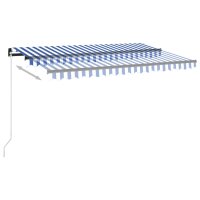 vidaXL Automatische Markise mit LED &amp; Windsensor 400x300 cm Blau Wei&szlig;