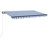 vidaXL Gelenkarmmarkise Einziehbar mit LED 450x300 cm Blau und Wei&szlig;