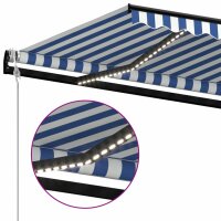 vidaXL Automatische Markise mit LED & Windsensor 450x300 cm Blau Weiß