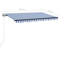 vidaXL Automatische Markise mit LED & Windsensor 450x300 cm Blau Weiß