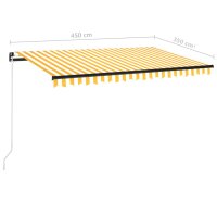 vidaXL Gelenkarmmarkise Einziehbar mit LED 450x350 cm Gelb und Wei&szlig;