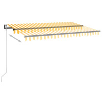 vidaXL Automatische Markise mit LED & Windsensor 450x350 cm Gelb/Weiß
