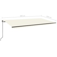 vidaXL Automatische Markise mit LED &amp; Windsensor 600x350 cm Creme